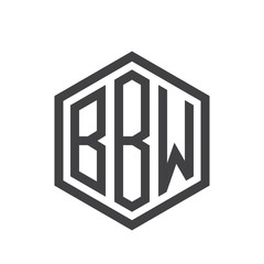 three-letter initials hexagon logo black