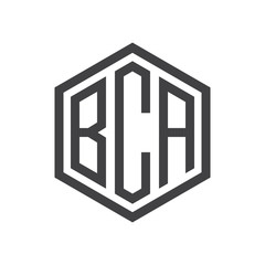 three-letter initials hexagon logo black