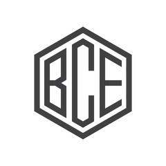 three-letter initials hexagon logo black