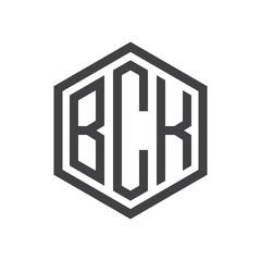 three-letter initials hexagon logo black