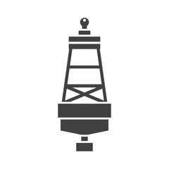 Maritime lateral mark silhouette vector illustration. Floating sea buoy icon. Maritine navigation marker logo or label template.