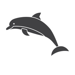 Obraz premium Jumping dolphin vector icon in outline design.