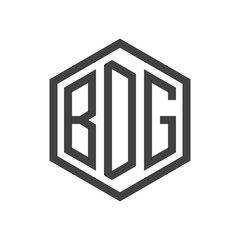 three-letter initials hexagon logo black
