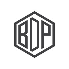 three-letter initials hexagon logo black