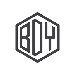 three-letter initials hexagon logo black