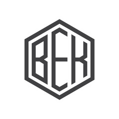 three-letter initials hexagon logo black