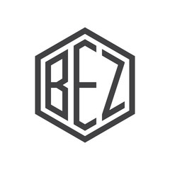 three-letter initials hexagon logo black