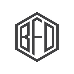 three-letter initials hexagon logo black