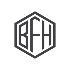 three-letter initials hexagon logo black