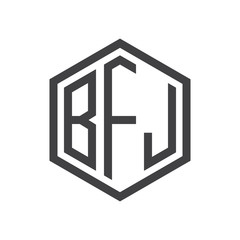 three-letter initials hexagon logo black