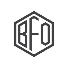three-letter initials hexagon logo black