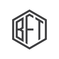 three-letter initials hexagon logo black