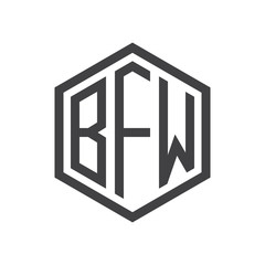 three-letter initials hexagon logo black