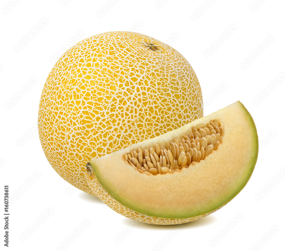 Wall mural yellow galia melon piece isolated on white background - Wall murals