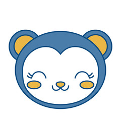 kawaii monkey animal icon over white background vector illustration