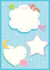 Sweet dreams card with little bear on blue
