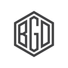 three-letter initials hexagon logo black