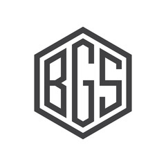 three-letter initials hexagon logo black