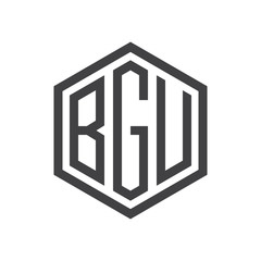 three-letter initials hexagon logo black