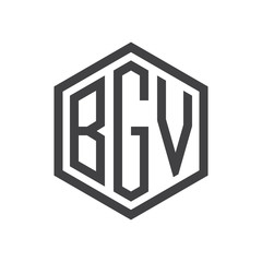 three-letter initials hexagon logo black