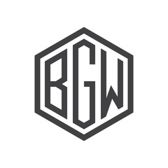 three-letter initials hexagon logo black