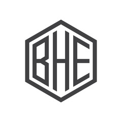 three-letter initials hexagon logo black