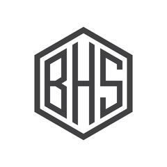 three-letter initials hexagon logo black