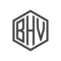 three-letter initials hexagon logo black