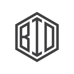 three-letter initials hexagon logo black