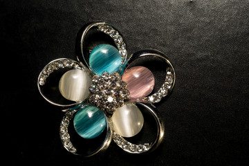 Blue Flower Shaped Brooch