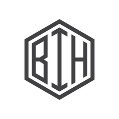 three-letter initials hexagon logo black