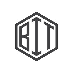 three-letter initials hexagon logo black