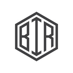 three-letter initials hexagon logo black