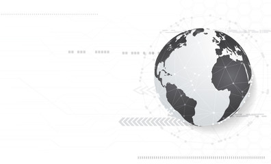 Abstract technology background and global network concept with various technological elements