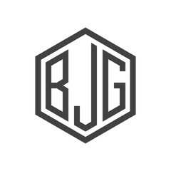 three-letter initials hexagon logo black