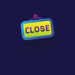 shopping close sign color icon, vector illustration. Flat design style on blue background. colorful. logo. Symbol