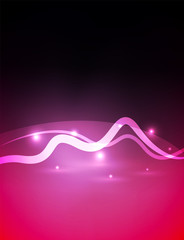 Glowing magic wave line with light effects in darkness