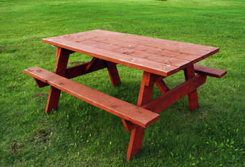 Red picnic Table