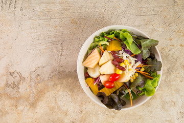 Fresh salad vegetable top view image