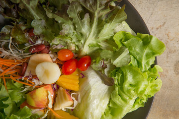 Fresh salad vegetable top view image