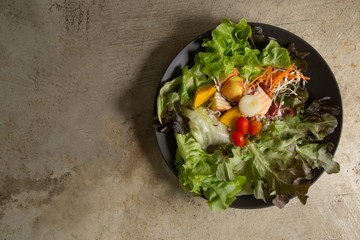 Fresh salad vegetable top view image