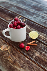 Cherry tea with cinnamon and lemon