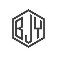 three-letter initials hexagon logo black