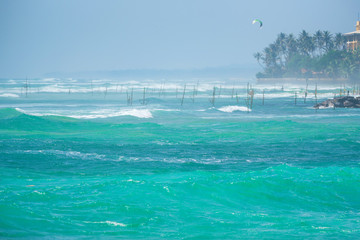 Beautiful stormy sea with waves