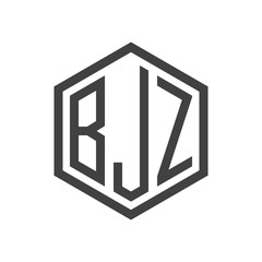three-letter initials hexagon logo black