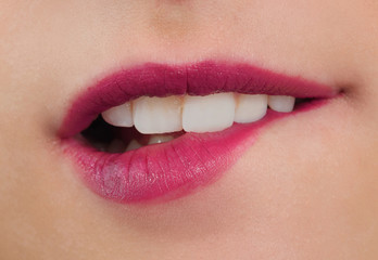 Fototapeta premium red lips, close-up portrait