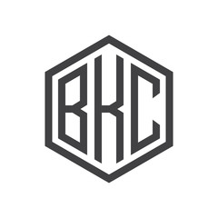 three-letter initials hexagon logo black