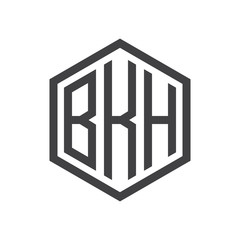 three-letter initials hexagon logo black
