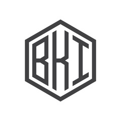 three-letter initials hexagon logo black
