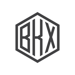 three-letter initials hexagon logo black